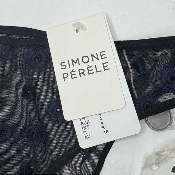 NWT SIMONE PERELE Cassie Embroidered Sheer Bikini Panties Navy Purple Size L - Picture 3 of 16